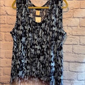 Mi Women's Blue Patterned Tank Top 3XL NWT